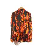 ヴェトモン VETEMENT 22SS Fire Jersey Shirt ファイヤー 総柄 レーヨン シルク混 シャツ XS ブラック オレンジ /DF ■GY5 ユニセックス