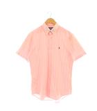 ラルフローレン RALPH LAUREN ボタンダウンシャツ ストライプ カスタムフィット 半袖 L ピンク /DF ■GY53