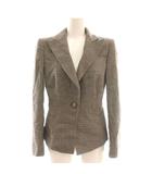 ジョルジオアルマーニ GIORGIO ARMANI テーラードジャケット チェック ウール カシミヤ混 38 ブラウン ブルー ベージュ /CX ■GY53