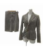 ラルフローレン RALPH LAUREN セットアップ 上下 テーラードジャケット ミドル丈 シングルボタン タイトスカート ひざ丈 コーデュロイ 9 グレージュ /YS20 ■GY53