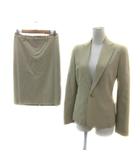 ラルフローレン RALPH LAUREN スーツ セットアップ 上下 テーラードジャケット ミドル丈 シングルボタン 総裏地 タイトスカート ミモレ丈 無地 上9 下11 ベージュ /YS13 ■GY53