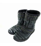 アグ オーストラリア UGG australia × ジミーチュウ JIMMY CHOO ムートンブーツ ショートブーツ ゼブラ柄 スタッズ US6 23cm カーキ 黒 ブラック 3041 /SM10 ■GY53