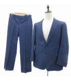 バーバリーズ Burberrys スーツ セットアップ 上下 テーラードジャケット ミドル丈 シングルボタン スラックスパンツ ロング丈 ストライプ柄 青 ブルー /YS20 ■GY53