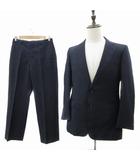 バーバリーズ Burberrys スーツ セットアップ 上下 テーラードジャケット ミドル丈 シングルボタン スラックスパンツ ロング丈 無地 紺 ネイビー /YS19 ■GY53