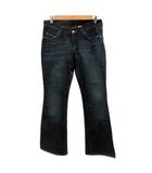 デニムパンツ ジーンズ フレアパンツ ロング丈 28 L 黒 ブラック /HO14 ■GY53