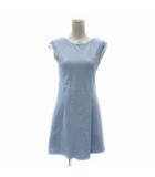 バーバリー ロンドン BURBERRY LONDON ワンピース ミニ丈 フレンチスリーブ ノースリーブ ラウンドネック ワンポイントロゴ刺繡 160A 水色 ライトブルー 白 ホワイト /YS5 ■GY53 女の子