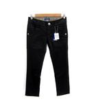 バーバリーブルーレーベル BURBERRY BLUE LABEL スキニーパンツ アンクル丈 無地 ロゴ刺繍 38 M 黒 ブラック /SY10 ■GY53