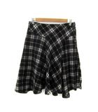 バーバリーブルーレーベル BURBERRY BLUE LABEL フレアスカート ひざ丈 チェック柄 カシミヤ混 38 M 黒 ブラック /SY11 ■GY53