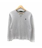 バーバリーブラックレーベル BURBERRY BLACK LABEL カットソー 長袖 ラウンドネック ロゴ刺繍 3 ライトグレー /SY36 ■GY53