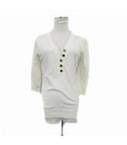 バーバリーブルーレーベル BURBERRY BLUE LABEL ニット カットソー Vネック 七分袖 38 M オフホワイト /HO46 ■GY53