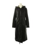 バーバリーズブルーレーベル Burberry's BLUE LABEL ヴィンテージ ロングコート 中綿 フード 38 ブラック /ES ■GY53