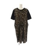 ルイヴィトン LOUIS VUITTON ワンピース ひざ丈 切替 シルク XL ブラック ブラウン /DF ■GY57