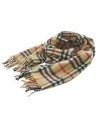 バーバリーズ Burberrys ヴィンテージ カシミヤ100% ノバチェック マフラー ストール フリンジ 茶 ブラウン /SR ■GY57