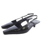 グッチ GUCCI クロコ型押し ストラップ サンダル スクエアトゥ 37 黒 ブラック /SR ■GY20