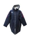 ミズノ MIZUNO スポーツウェア ベンチコート F ネイビー 紺 フード付き ロング丈 /SM7 ■GY58