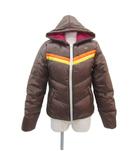 ダウンジャケット ミドル丈 L ブラウン フード付き ジップアップ /SY27 ■GY58