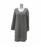  ニコル セレクション NICOLE selection 長袖ワンピース M グレー ボーダー柄 ラウンドネック ミニ丈 /YS23 ■GY58