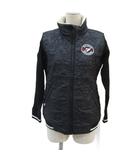 ゴルフウェア ブルゾンジャケット キルティングジャケット M 黒 ブラック ワッペン スタンドカラー ミドル丈 /YS32 ■GY61