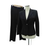  ジェイフェリー J.FERRY スーツ セットアップ 上下 テーラードジャケット ミドル丈 総裏地 スラックスパンツ ロング丈 42 XL 黒 ブラック /HO17 ■GY61