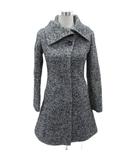 コート ロング丈 36 S グレー ツイード ビッグカラー Aライン /SM21 ■GY61
