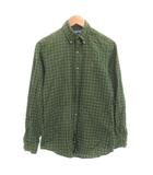 ラルフローレン RALPH LAUREN ボタンダウンシャツ BD 長袖 XS チェック柄 ロゴ 刺繍 緑 グリーン /AE ■GY53
