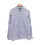 ラルフローレン RALPH LAUREN ボタンダウンシャツ BD 長袖 16.5 36-37 ストライプ ロゴ刺繍 水色 ライトブルー /AE ■GY53