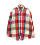 ラルフローレン RALPH LAUREN ボタンダウンシャツ 長袖 チェック柄 ポニー刺繍 XL 赤 レッド 白 ホワイト /JS ■GY53