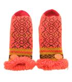 ヴィヴィアンウエストウッド Vivienne Westwood ミトン手袋 ニット グローブ 総柄 ロゴ 赤 レッド オレンジ /JS ■GY53