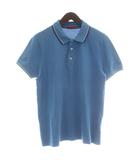 プラダスポーツ PRADA SPORT ポロシャツ 鹿の子 半袖 ライン M 青 ブルー /XZ
