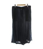 ワイズ Y's フレアスカート ウール混 ロング ジップフライ 2 M 紺 ネイビー /XZ