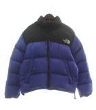 ザノースフェイス THE NORTH FACE 90S NUPTSE JACKET ヌプシ ダウンジャケット アウター ナイロン ハイネック フード収納式 ジップアップ L 青 ブルー 黒 ブラック NF003AS /XZ