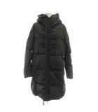 マックスマーラ ウィークエンドライン MAX MARA WEEKEND LINE ダウンコート 長袖 ダッフル ジップアップ フード 総柄 42 L 黒 ブラック 茶 ブラウン /MQ