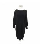 プラステ PLST ニットワンピース ひざ丈 長袖 ラウンドネック M 黒 ブラック /SY49 ■GY61