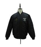 ダブルスティール DOUBLE STEAL ブルゾンジャケット MA-1 ミドル丈 L 黒 ブラック ワッペン プリント /HO9 ■GY61