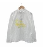 ゴルフウエア カットソー 長袖 ハーフジップ M ホワイト 白 プリント /SY49 ■GY61