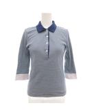 ラコステ LACOSTE ポロシャツ 38 L 7分袖 ボーダー ロゴ 紺 ネイビー /AE ■GY58