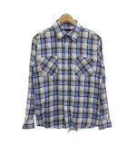 ブルーブルー BLUE BLUE シャツ 2 リネン混 チェック柄 長袖 青 ブルー /NU ■GY58