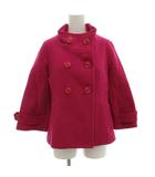 ピーコート Pコート ショート 36 ピンク ダブルボタン ウール スタンドカラー 七分袖 82-83112003 /GV ■GY58