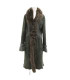  DW2R ニットコート ミドル丈 ハーフ グラデーション フード 40 オレンジ 緑 グリーン /JS ■GY58