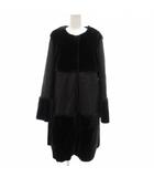 美品 フェイクファーコート M 黒 ブラック ノーカラー /YJ ■GY61