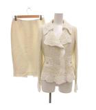 エポカ EPOCA セットアップ スーツ ツイード ジャケット スカート レース 38 白 ホワイト /JS ■GY61