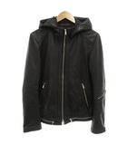 フーデットラムレザージャケット ダブルジップアップ 2 袖ジップ シープスキン 羊革 黒 ブラック /GV ■GY61