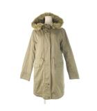 アースミュージック&エコロジー EARTH MUSIC & ECOLOGY モッズコート M 緑 カーキ ベージュ 長袖 ファー付きフード ドローストリングウエスト /CK19 ■GY58