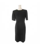 渡辺雪三郎 ユキサブロウワタナベ YUKISABURO WATANABE ワンピース 7 黒 ブラック ラウンドネック 半袖 袖口折り返し ブラックフォーマル /CK23 ■GY58