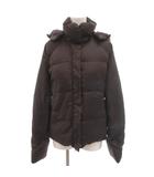 ダウンジャケット M 茶 ブラウン 無地 スタンドカラー 長袖 フード付き /SJ ■GY58