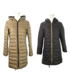  ノーブランド リバーシブル ダウンコート 38 茶 ブラウン 黒 ブラック フード付き 長袖 ジップアップ 498890 /MN2 ■GY60