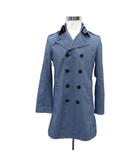 ミッシェルクランオム M.K HOMME トレンチコート スプリングコート ロング丈 46 M 青 ブルー オフホワイト チェック柄 /HO13 ■GY58