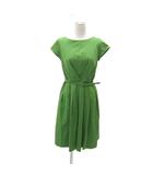 マッキントッシュフィロソフィー MACKINTOSH PHILOSOPHY ワンピース ミモレ丈 半袖 38 M グリーン 緑 ラウンドネック ベルト付き ペチコート付き /SY16 ■GY58