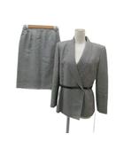 ミス アシダ miss ashida スーツ セットアップ 上下 テーラードジャケット ミドル丈 総裏地 タイトスカート ミモレ丈 スリット 千鳥格子柄 9 白 黒 /SY33 ■GY59