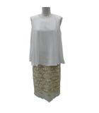 ワンピース ミモレ丈 ノースリーブ 11 ベージュ レース 刺繍 切替  /SM41 ■GY59